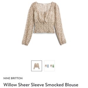 Willow sheer sleeve smocked blouse